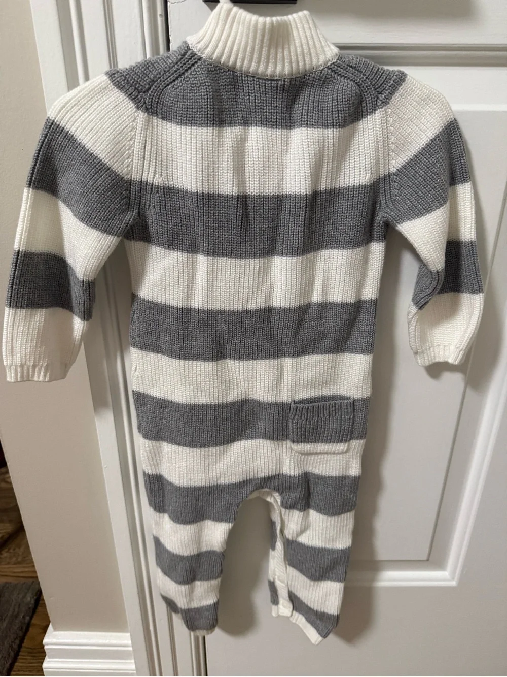 Janie and Jack Cream and Gray Striped Knit One-Piece